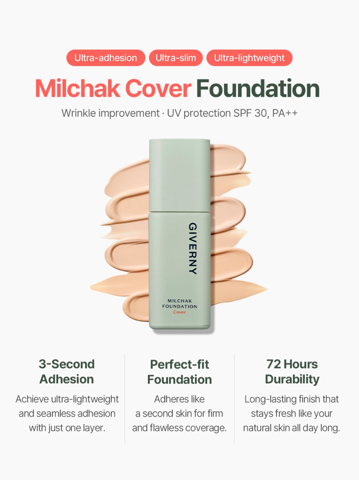 GIVERNY Milchak Cover Foundation 30ml 7 Shades