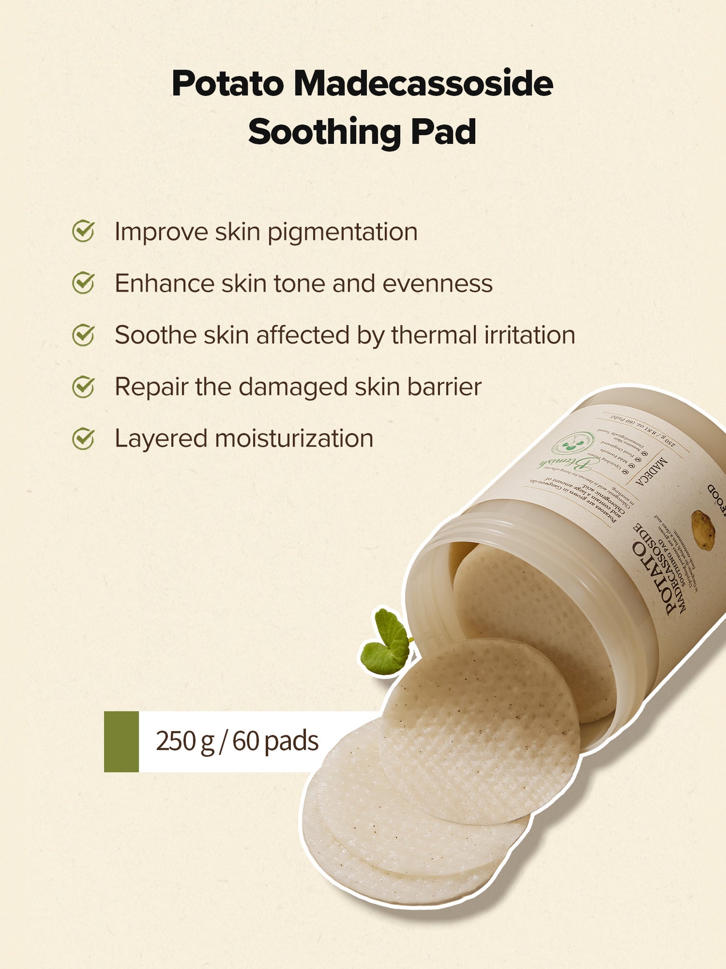 SKINFOOD Potato Madecassoside Soothing Pad 60P